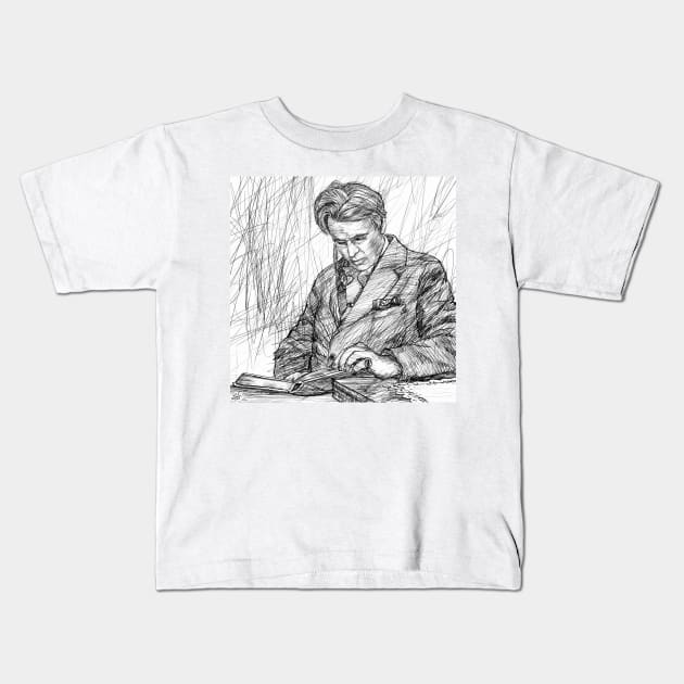 W. B. YEATS - ink portrait .2 Kids T-Shirt by lautir